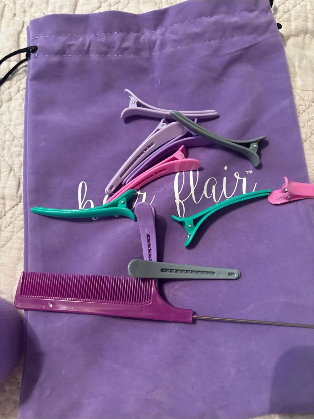 Hair Flair purple styling